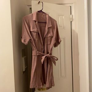 Purple belted cardigan dress